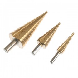 Box of 3 Drill Bits Cone Cutters in HSS Steel