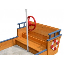 Wooden Flag Ship Sandpit with Bench Seats