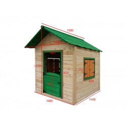 Green Roof Wooden Outdoor Playhouse on The Ground