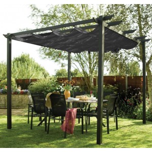 2.8 x 2.8 M Aluminum Garden Pergola with Retractable Canopy