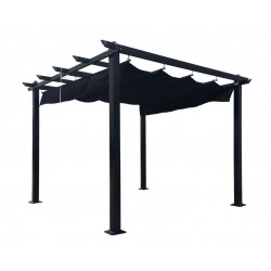Free-Standing Aluminum Pavillon Garden Pergola with Retractable Fabric 3 x 3 m