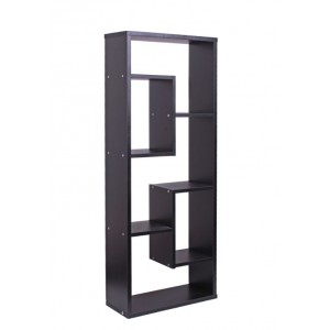 Wooden Asymmetrical Cube Bookcase - Black