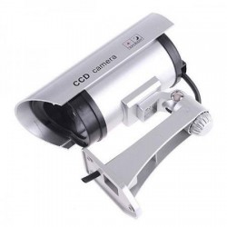 Outdoor Fake Silver Security Camera with Blinking Red Light