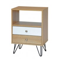 2 Drawer Wooden Beside Table with Hairpin Legs