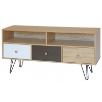 3 Drawer Wooden TV Unit Stand with Hairpin Legs